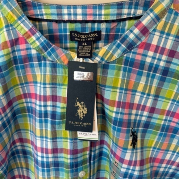 U.S. Polo Assn, Women's Puff Sleeve, Button Down, Plaid Button Down, SZ XL, NWT - Picture 8 of 8